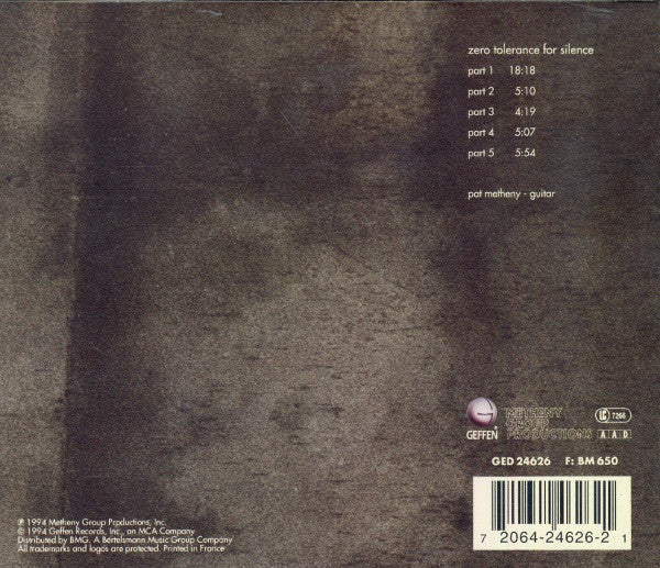 Pat Metheny - Zero Tolerance For Silence (CD, Album) - Image 4