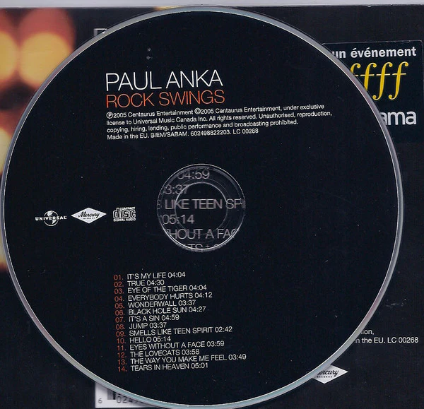 Paul Anka - Rock Swings (CD, Album, Dig) - Image 2