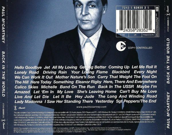 Paul McCartney - Back In The World Live (2xCD, Album, Copy Prot.) - Image 2