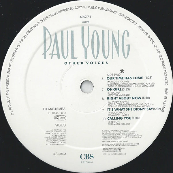 Paul Young - Other Voices (LP, Album) - Image 4