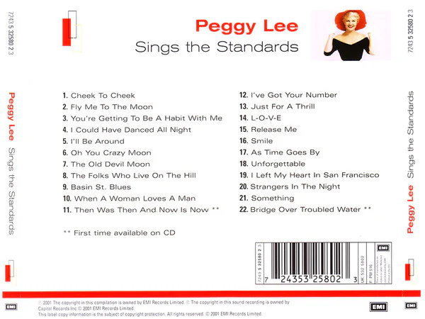 Peggy Lee - Sings The Standards (CD, Comp) - Image 2