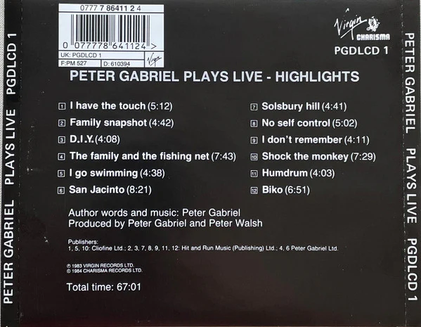 Peter Gabriel - Plays Live - Highlights (CD, Album, RE) - Image 3