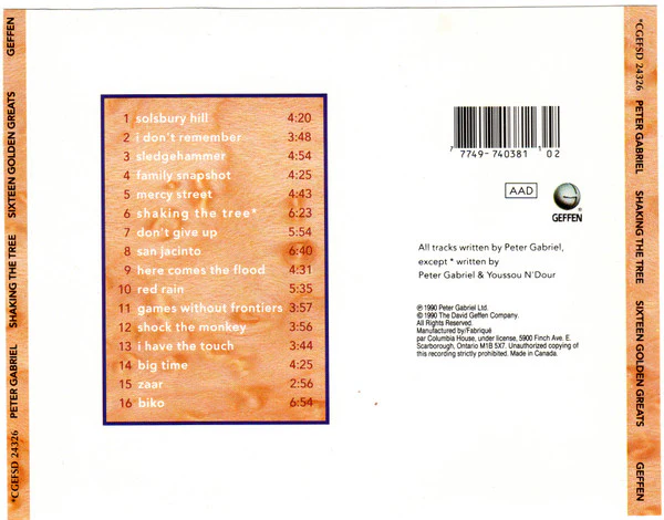 Peter Gabriel - Shaking The Tree: Sixteen Golden Greats (CD, Comp, Club) - Image 3