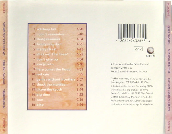 Peter Gabriel - Shaking The Tree (Sixteen Golden Greats) (CD, Comp, RE, MCA) - Image 2
