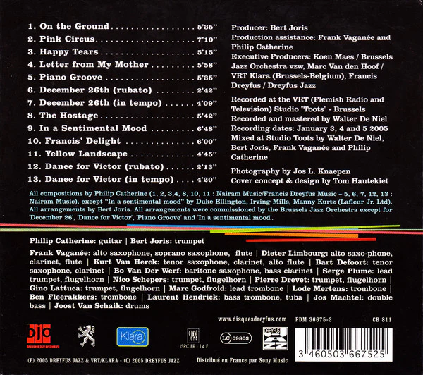Philip Catherine / Bert Joris / Brussels Jazz Orchestra - Meeting Colours (CD, Album, Dig) - Image 2
