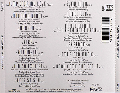 Pointer Sisters - Greatest Hits (CD, Comp) - Image 2