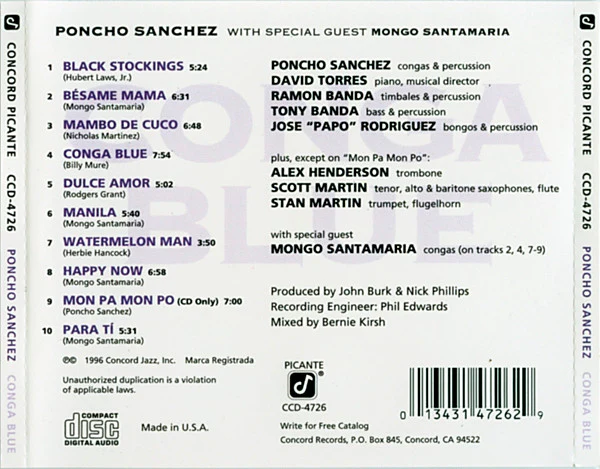 Poncho Sanchez - Conga Blue (CD, Album, RE) - Image 3