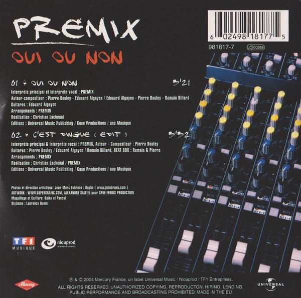 Premix - Oui Ou Non (CD, Single) - Image 2