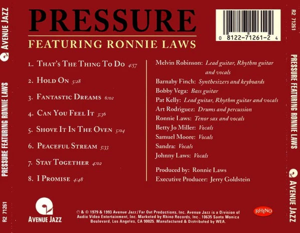 Pressure (19) Featuring Ronnie Laws - Pressure (CD, Album, RE, RM) - Image 2