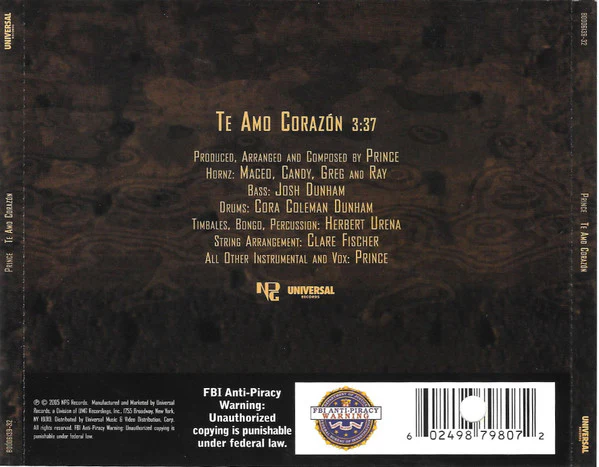 Prince - Te Amo Corazón (CD, Single) - Image 2
