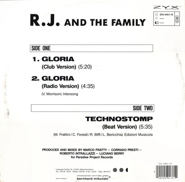 R.J. And The Family - Gloria (12") - Image 2