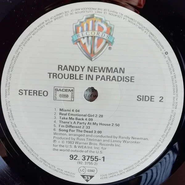 Randy Newman - Trouble In Paradise / Un Samedi En Décembre (LP, Album + LP, Ltd, Promo) - Image 4