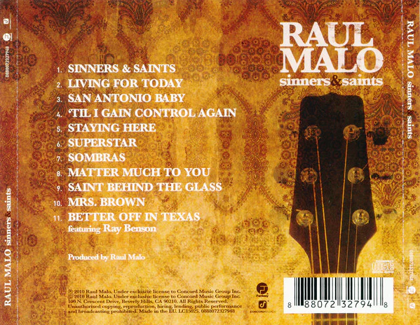 Raul Malo - Sinners & Saints (CD, Album, RE) - Image 2