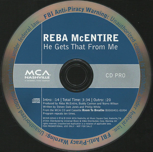Reba McEntire - He Gets That From Me (CD, Single, Promo) - Image 2