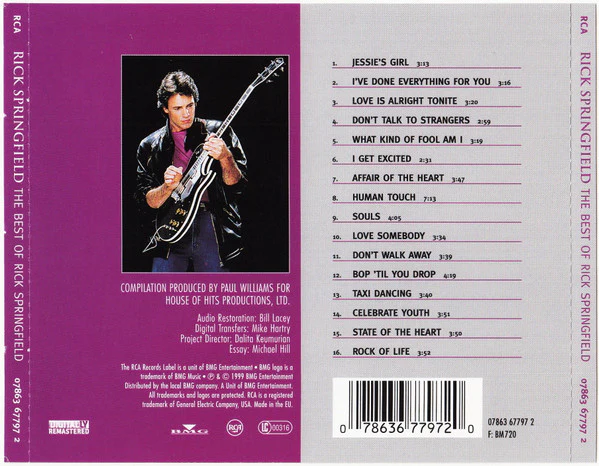 Rick Springfield - The Best Of Rick Springfield (CD, Comp, RM) - Image 2