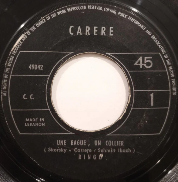 Ringo  - Une Bague, Un Collier (7", Single)