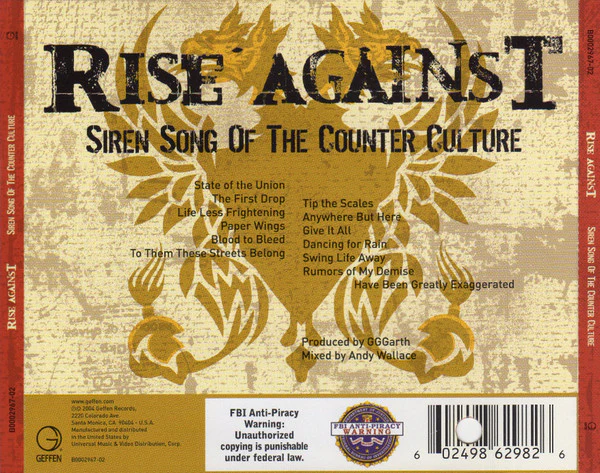 Rise Against - Siren Song Of The Counter Culture (CD, Album) - Image 3