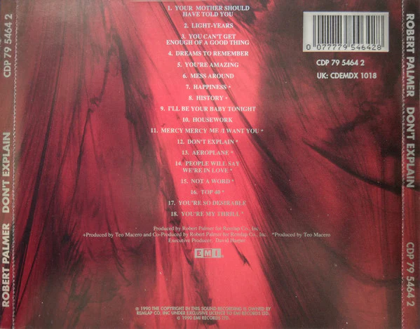 Robert Palmer - Don't Explain (CD, Album, UK ) - Image 2