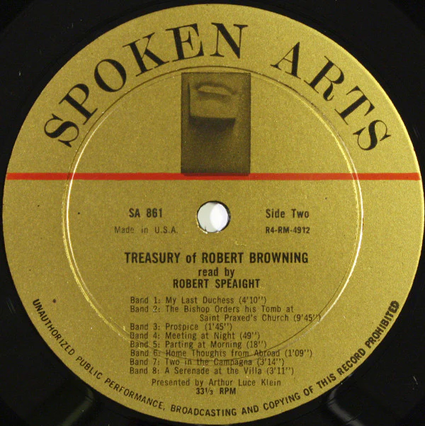 Robert Speaight - Treasury Of Robert Browning Read By Robert Speaight (LP) - Image 4