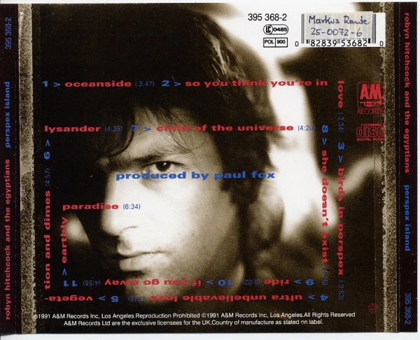 Robyn Hitchcock And The Egyptians* - Perspex Island (CD, Album) - Image 3