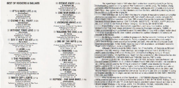 Roger Daltrey - Best Of Rockers & Ballads (CD, Comp) - Image 2