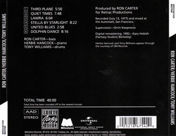 Ron Carter / Herbie Hancock / Tony Williams* - Third Plane (CD, Album, RE, RM) - Image 3