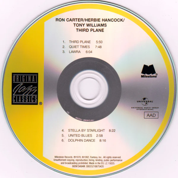 Ron Carter / Herbie Hancock / Tony Williams* - Third Plane (CD, Album, RE, RM) - Image 4