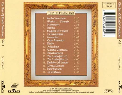 Rondo' Veneziano* - The Best Of Rondò Veneziano Vol. 1 (CD, Comp) - Image 2