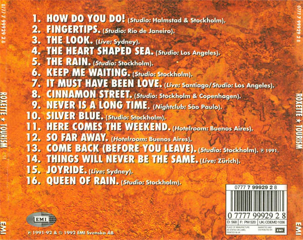 Roxette - Tourism (CD, Album, RP) - Image 2