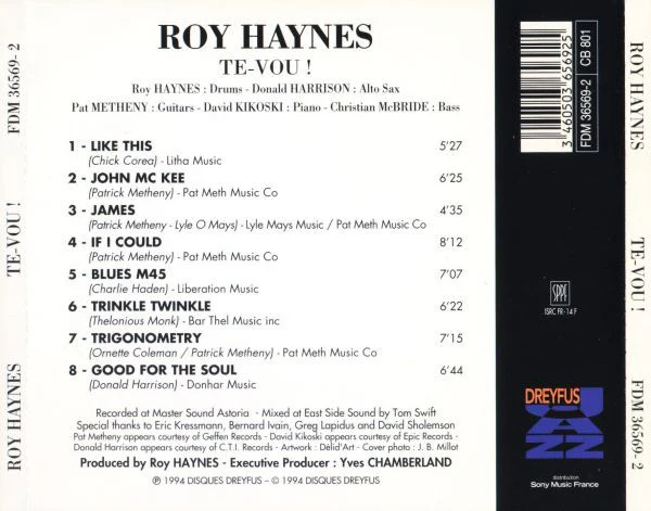 Roy Haynes - Te-Vou ! (CD, Album) - Image 2