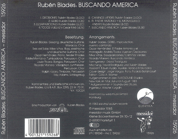 Rubén Blades* Y Seis Del Solar - Buscando America (CD, Album, RE) - Image 2