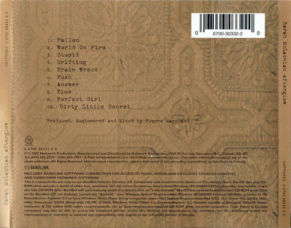 Sarah McLachlan - Afterglow (CD, Album, Enh) - Image 2