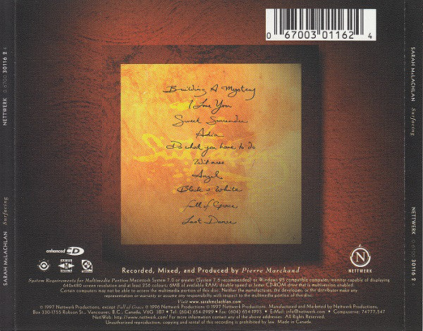 Sarah McLachlan - Surfacing (CD, Album, Enh) - Image 2