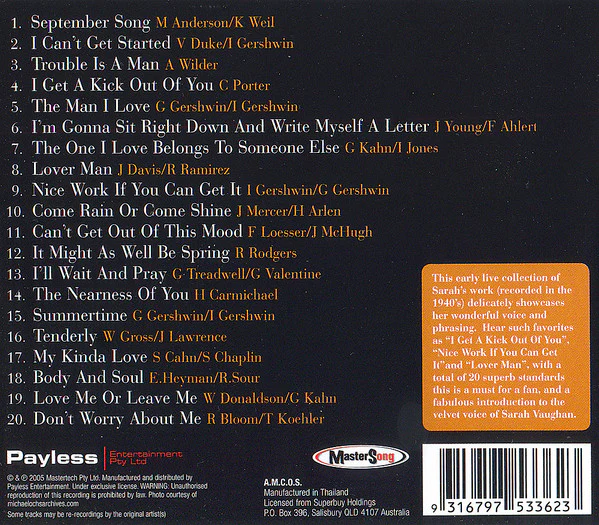 Sarah Vaughan - I Get A Kick Out Of You (CD, Comp) - Image 3