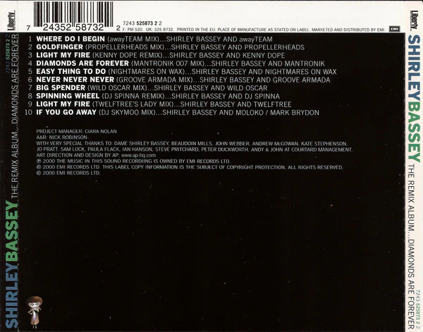 Shirley Bassey - The Remix Album...Diamonds Are Forever (CD, Comp, RP) - Image 2