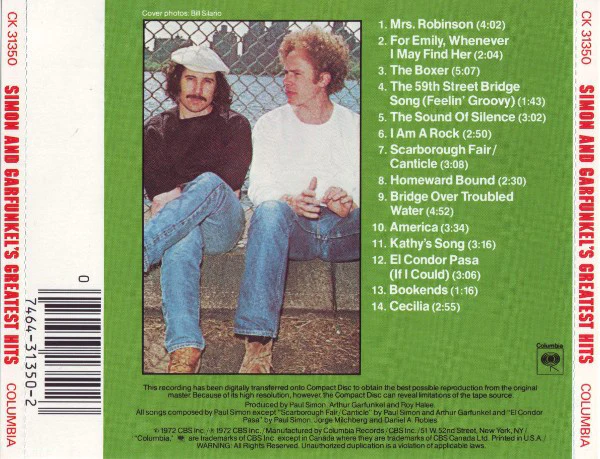Simon And Garfunkel* - Simon And Garfunkel's Greatest Hits (CD, Comp, RE) - Image 3