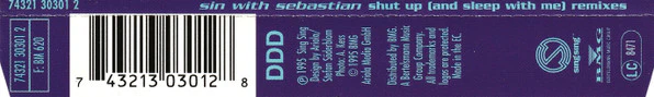 Sin With Sebastian - Shut Up (And Sleep With Me) (Remixes) (CD, Maxi) - Image 2