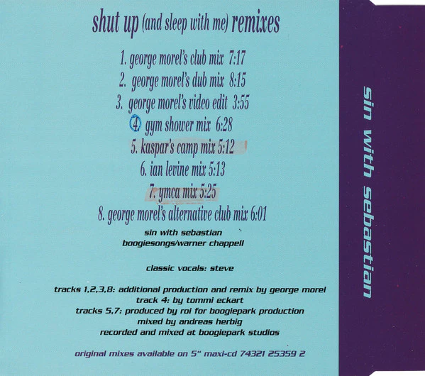 Sin With Sebastian - Shut Up (And Sleep With Me) (Remixes) (CD, Maxi) - Image 3
