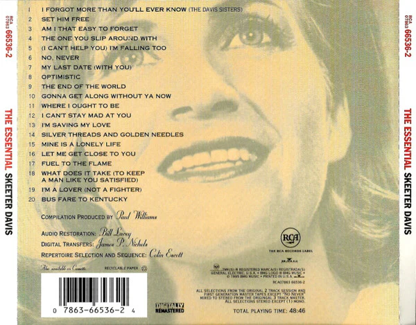 Skeeter Davis - The Essential Skeeter Davis (CD, Comp, RM, JVC) - Image 2