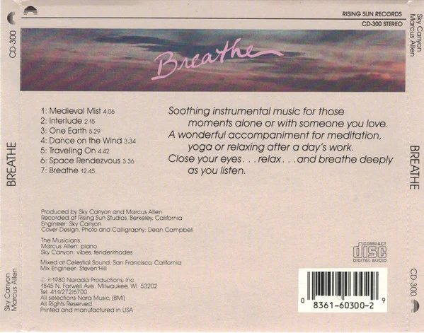 Sky Canyon and Marcus Allen  - Breathe (CD, Album, RE) - Image 2