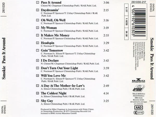 Smokie - Pass It Around (CD, Album) - Image 2