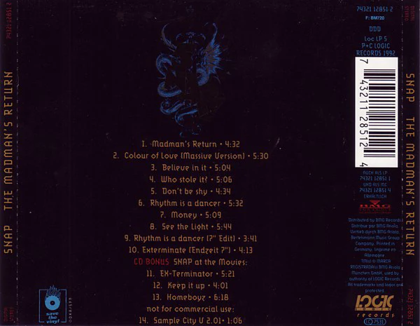Snap! - The Madman's Return (3rd Edition) (CD, Album, RE) - Image 2
