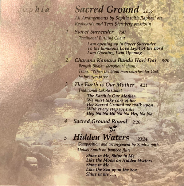 Sophia (6) - Hidden Waters / Sacred Ground (CD, Album, RE) - Image 2