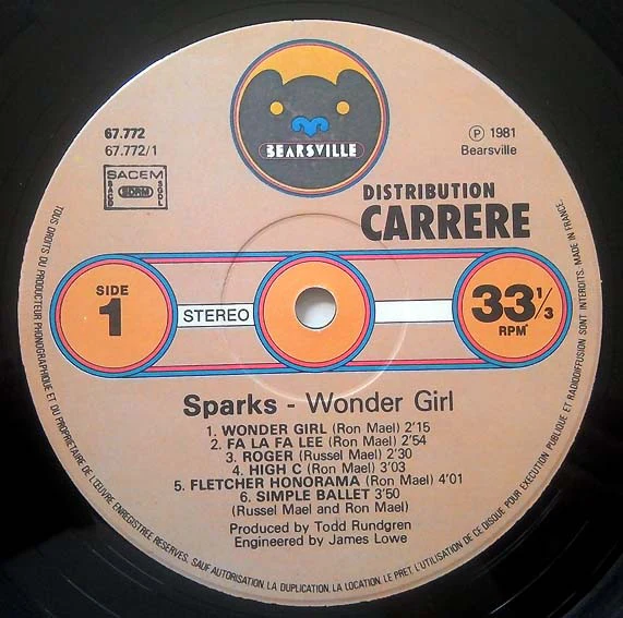 Sparks - Sparks/Wonder Girl (LP, Album, RE) - Image 3