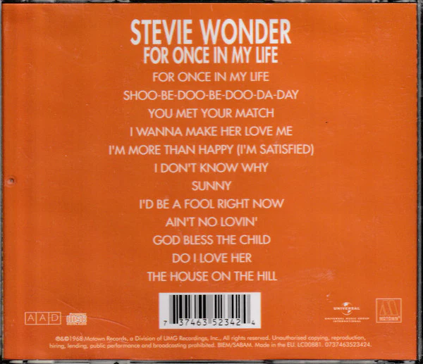 Stevie Wonder - For Once In My Life (CD, Album, RE) - Image 2