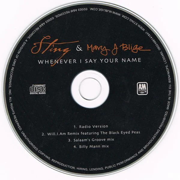 Sting & Mary J Blige* - Whenever I Say Your Name (CD, Maxi) - Image 4