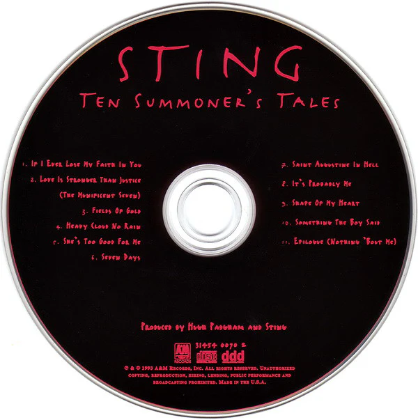 Sting - Ten Summoner's Tales (CD, Album) - Image 4