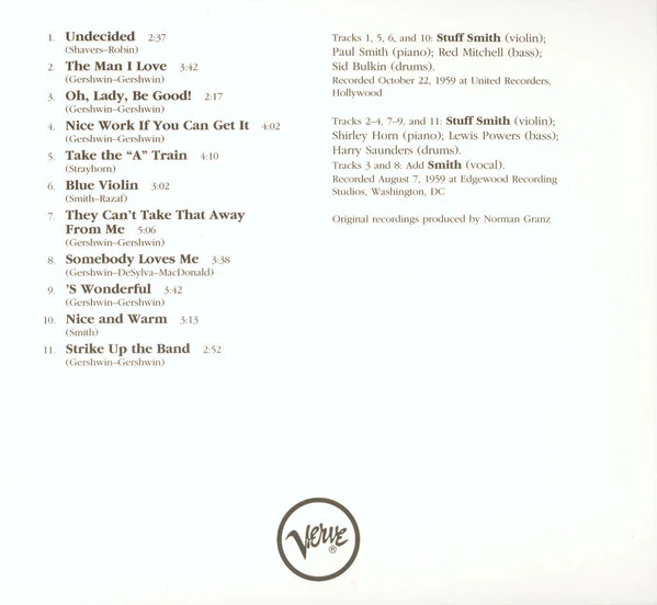 Stuff Smith - Cat On A Hot Fiddle (CD, Album, Ltd, RE, RM) - Image 2