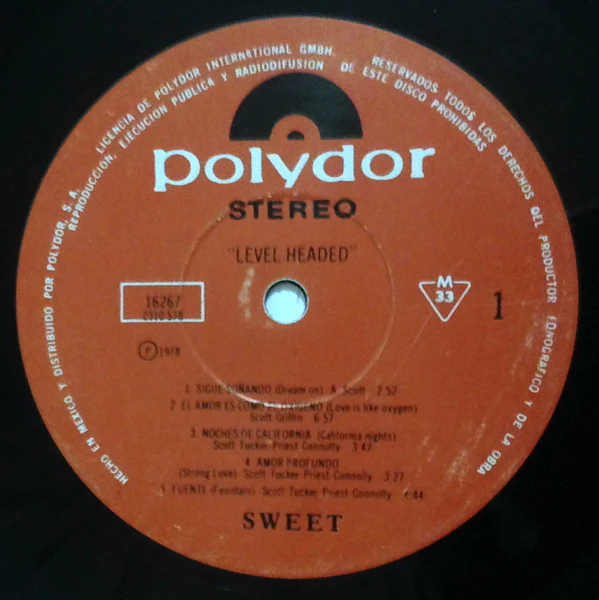 Sweet* - Level Headed (LP, Album) - Image 4