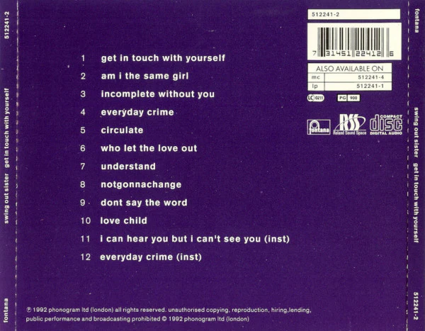 Swing Out Sister - Get In Touch With Yourself (CD, Album) - Image 2